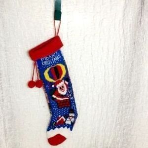 Blue/Red Santa Claus Knit Christmas Stocking
